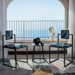 Francesco Della Femina Chairs<Funky Stripes Brass Square Chair