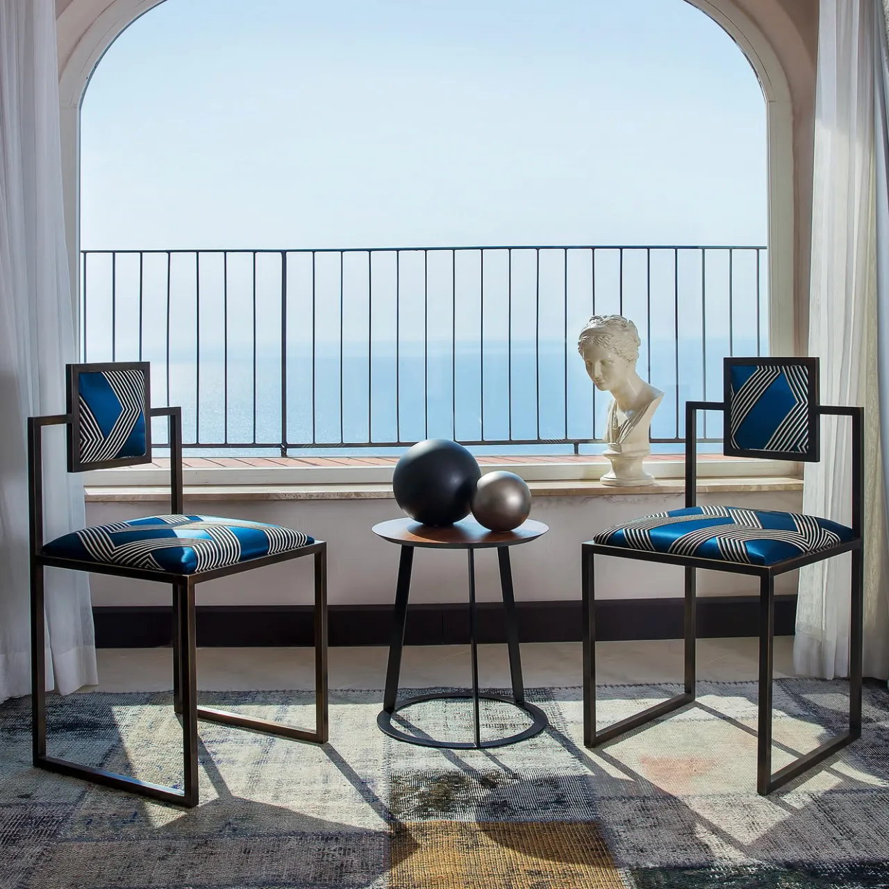 Francesco Della Femina Chairs<Funky Stripes Brass Square Chair