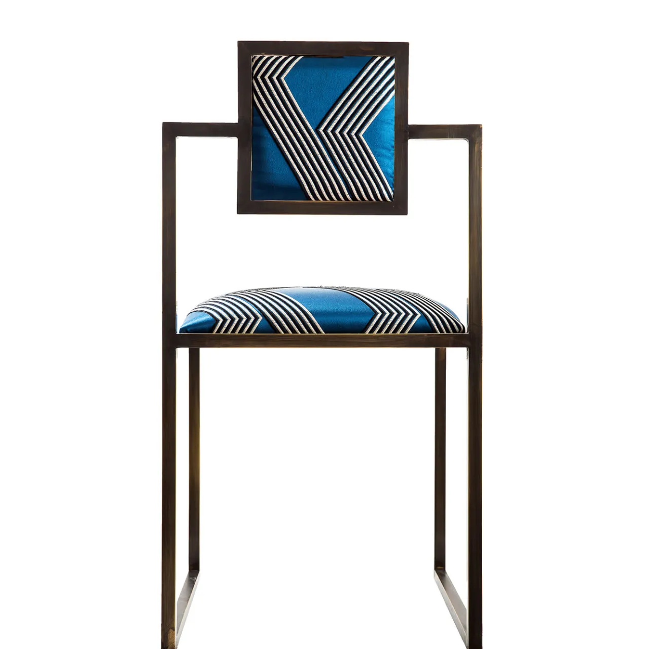 Francesco Della Femina Chairs<Funky Stripes Brass Square Chair