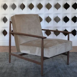 mg12 by Monica Geronimi Armchairs<Gaia Gray-Brown Velvet Armchair