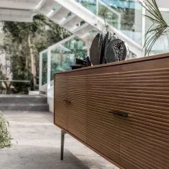 Alivar Sideboards Buffets<Galatea 4-Door Ribbed Walnut Sideboard by Giuseppe Bavuso