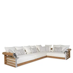 Visionnaire Outdoor Sofas & Benches<Galloway White Vivienne Fabric Angular Outdoor Sofa