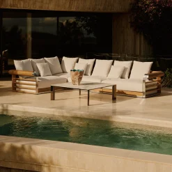 Visionnaire Outdoor Sofas & Benches<Galloway White Vivienne Fabric Angular Outdoor Sofa
