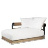 Visionnaire Outdoor Chaises & Daybeds<Galloway White Waterproof Fabric And Iroko Wood Outodoor Chaise