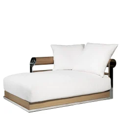 Visionnaire Outdoor Chaises & Daybeds<Galloway White Waterproof Fabric And Iroko Wood Outodoor Chaise