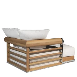 Visionnaire Outdoor Chaises & Daybeds<Galloway White Waterproof Fabric And Iroko Wood Outodoor Chaise