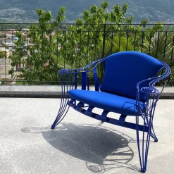 Sergio Villa Outdoor Armchairs<Garden Blue Armchair by Carlo Rampazzi