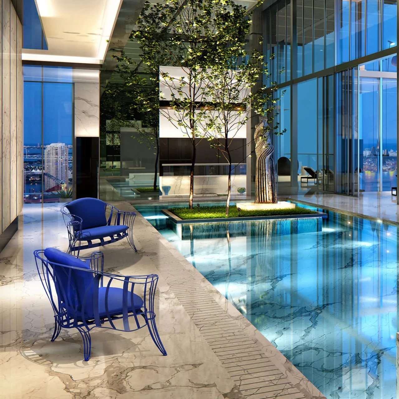 Sergio Villa Outdoor Armchairs<Garden Blue Armchair by Carlo Rampazzi