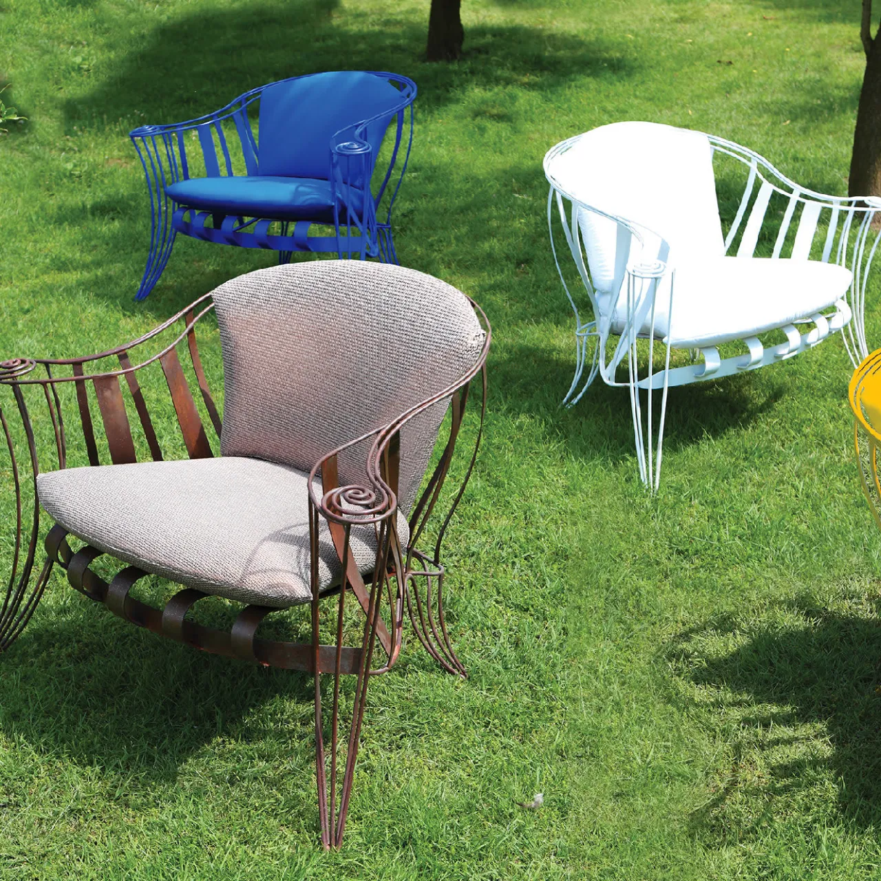 Sergio Villa Outdoor Armchairs<Garden Blue Armchair by Carlo Rampazzi