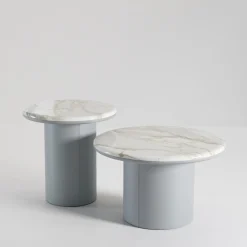 Secolo Side Tables<Gemini Leather And Calacatta Marble Side Table