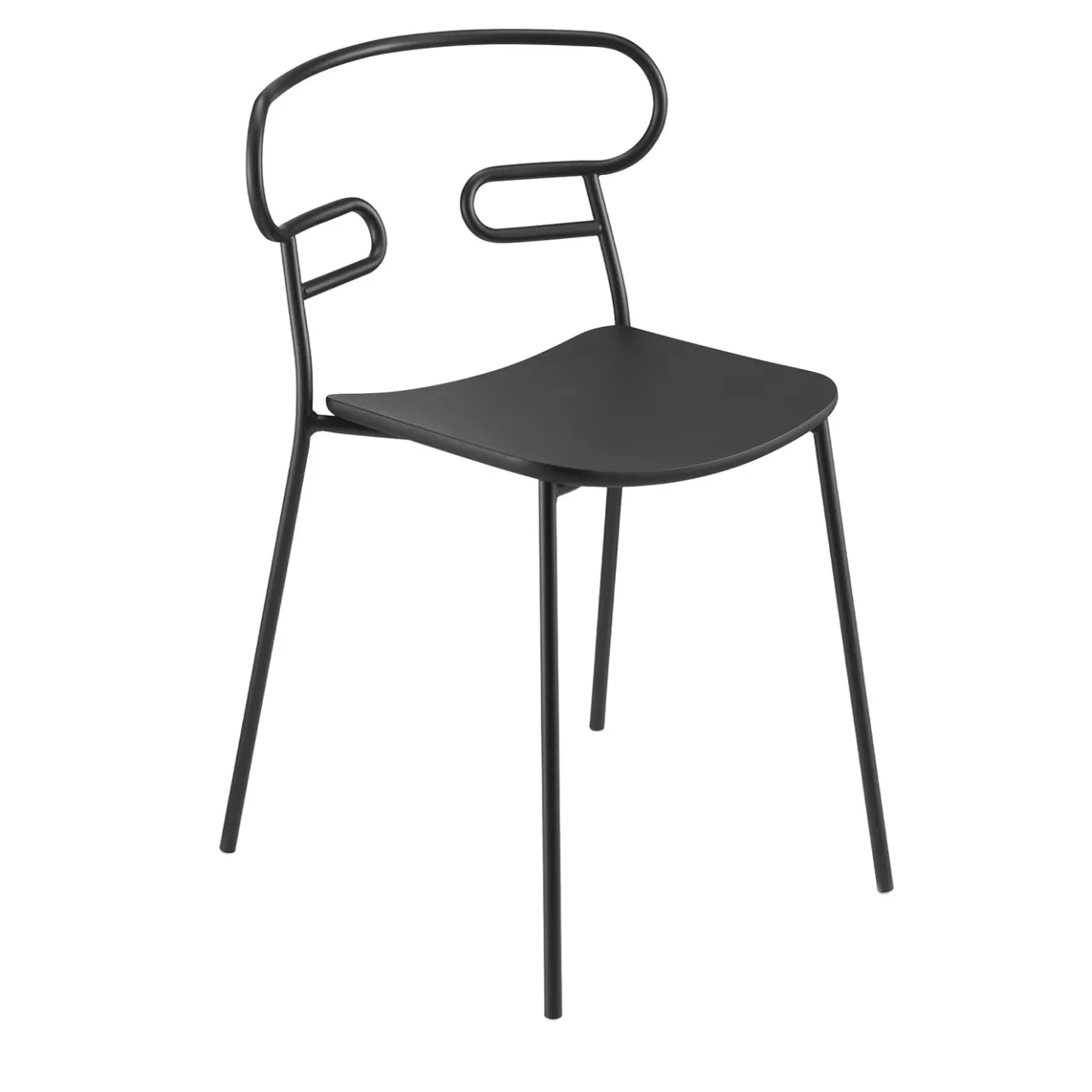 TrabA' Chairs<Genoa Met Pu Black Chair by Cesare Ehr