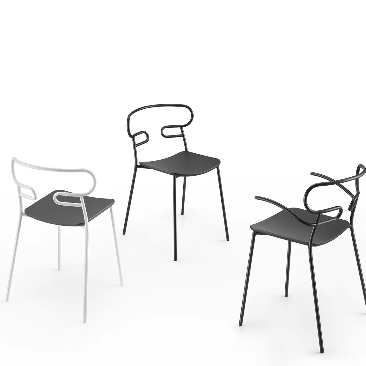 TrabA' Chairs<Genoa Met Pu Black Chair by Cesare Ehr