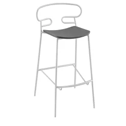 TrabA' Bar Stools<Genoa White and Gray Stool by Cesare Ehr