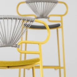 TrabA' Bar Stools<Genoa Yellow and Gray Stool by Cesare Ehr