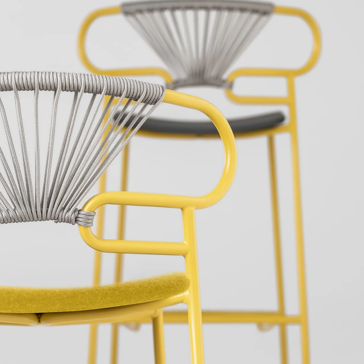 TrabA' Bar Stools<Genoa Yellow and Gray Stool by Cesare Ehr