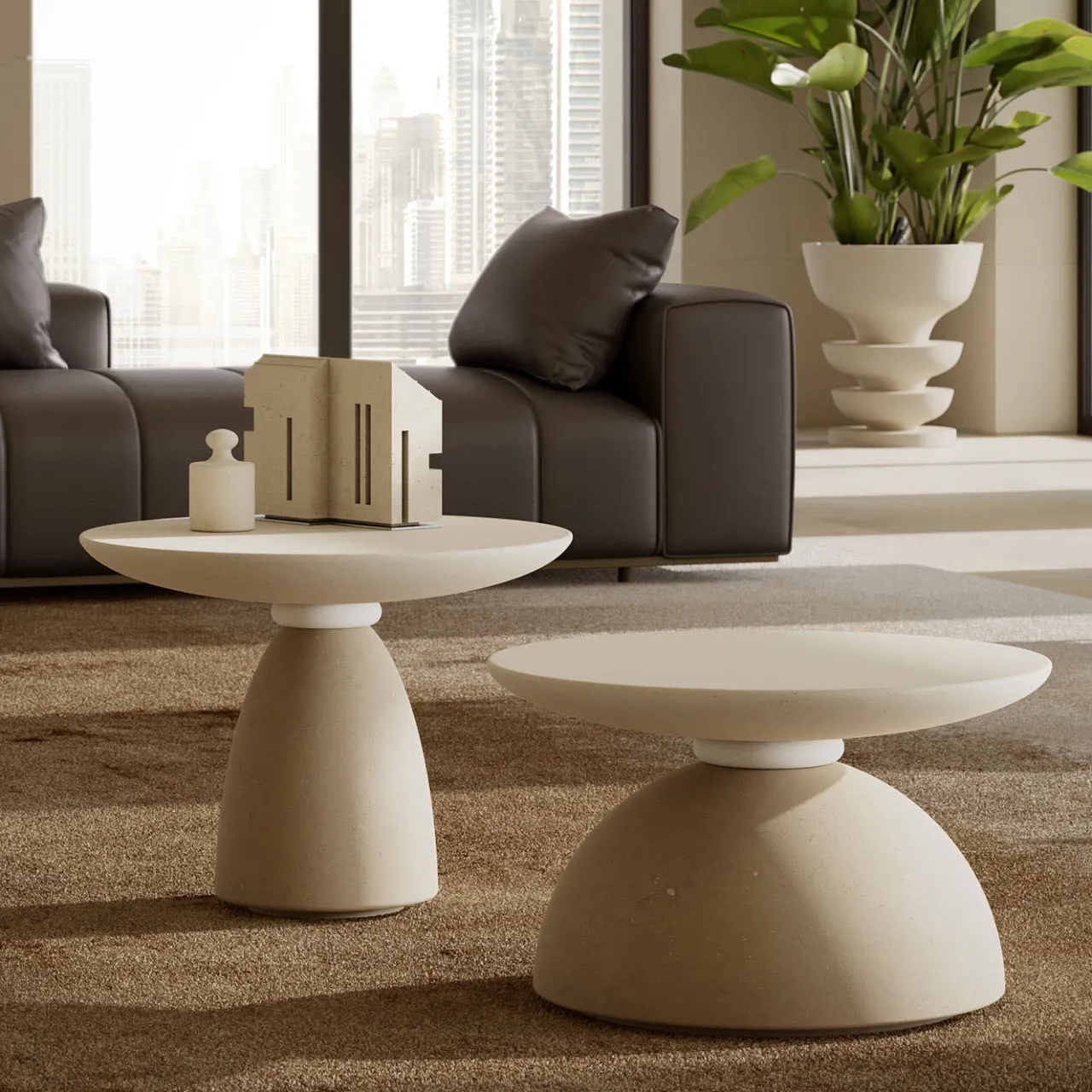 Pimar Limestone Side Tables<Geo C Side Table by Apospersano