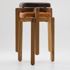 Tonucci Collection Stools<Gio Cognac Leather Round Stool