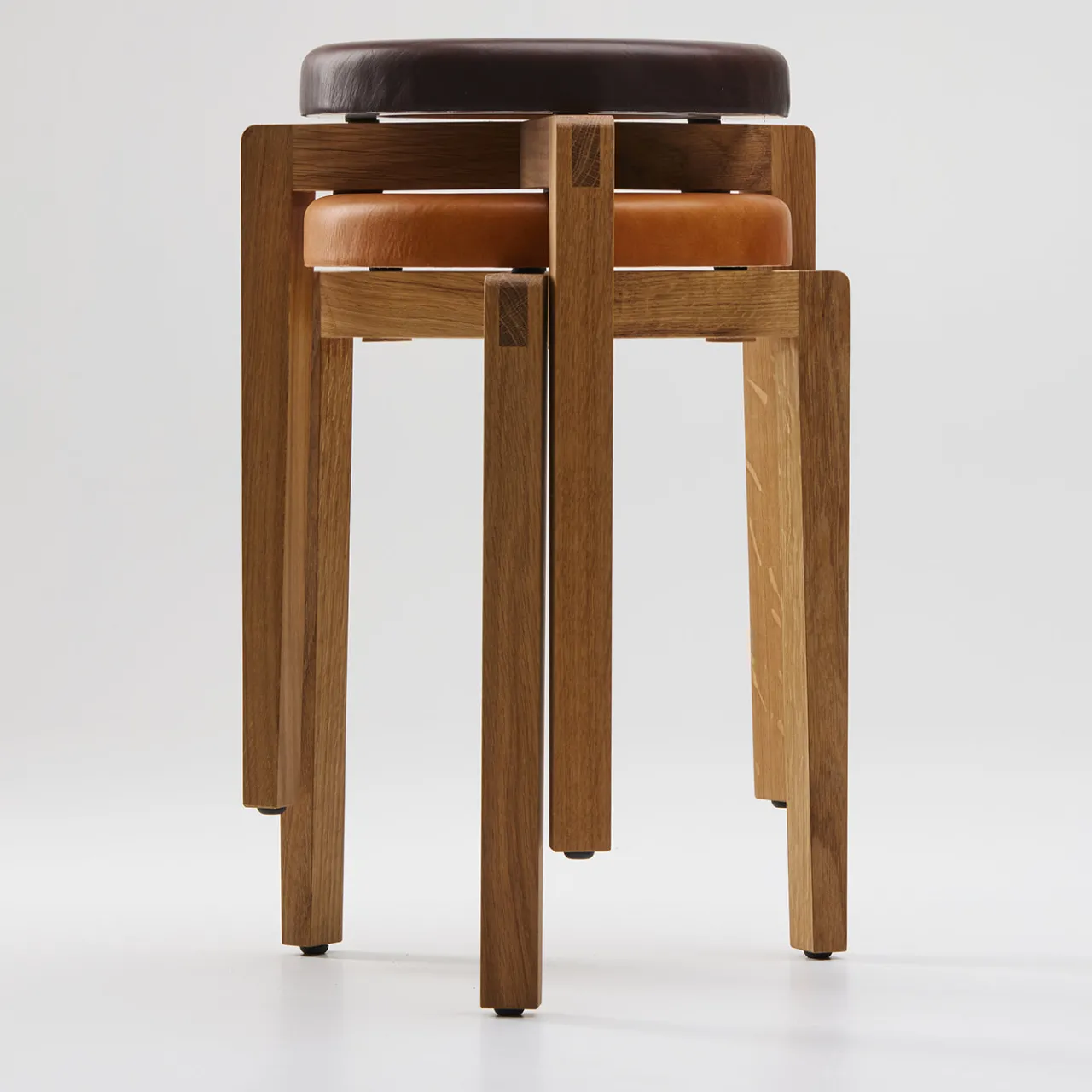 Tonucci Collection Stools<Gio Cognac Leather Round Stool