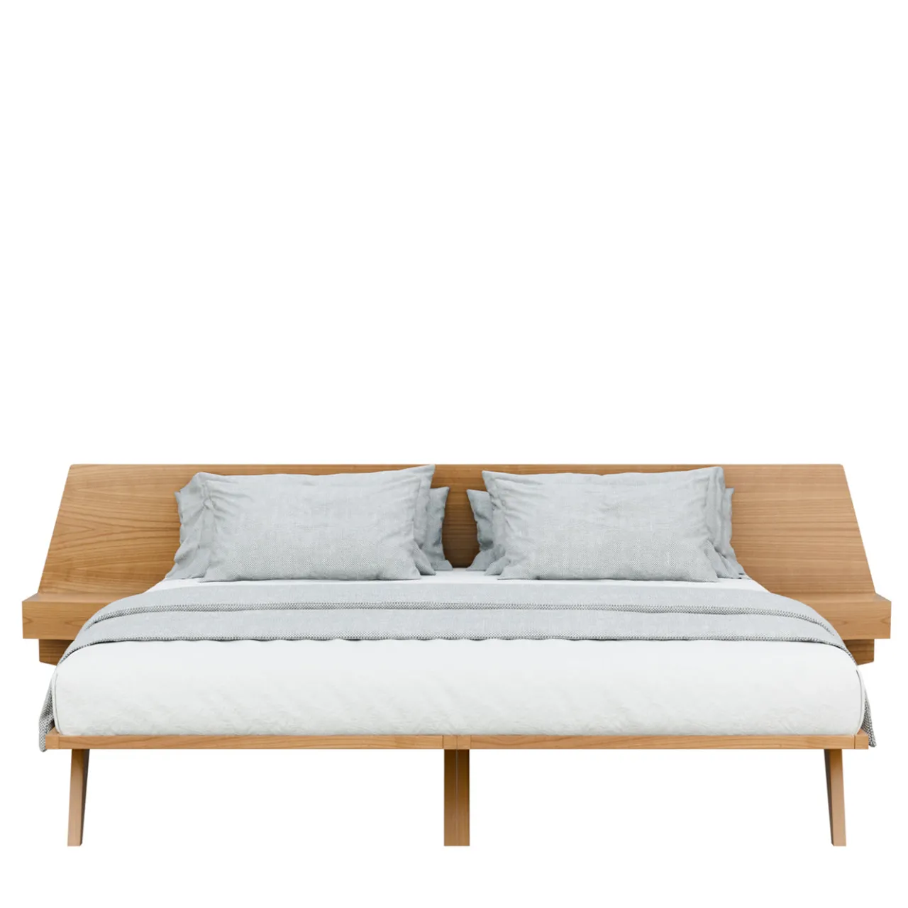 Morelato Beds<GIO' Solid Cherry Wood Bed with Built-in Nightstands