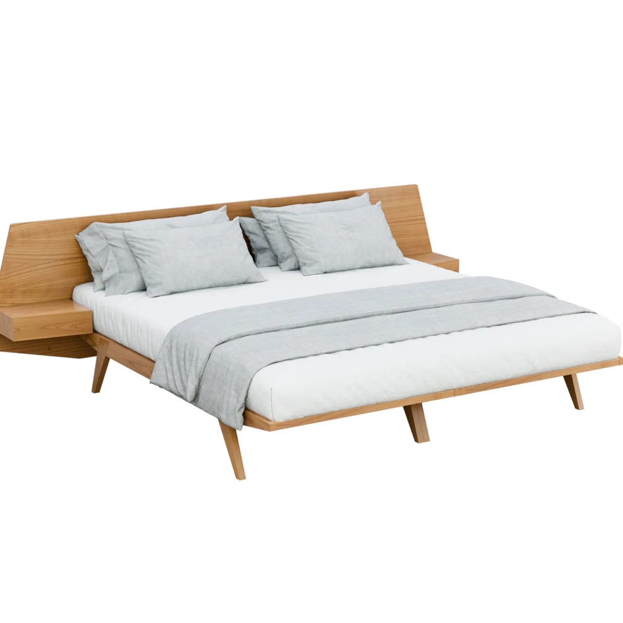 Morelato Beds<GIO' Solid Cherry Wood Bed with Built-in Nightstands