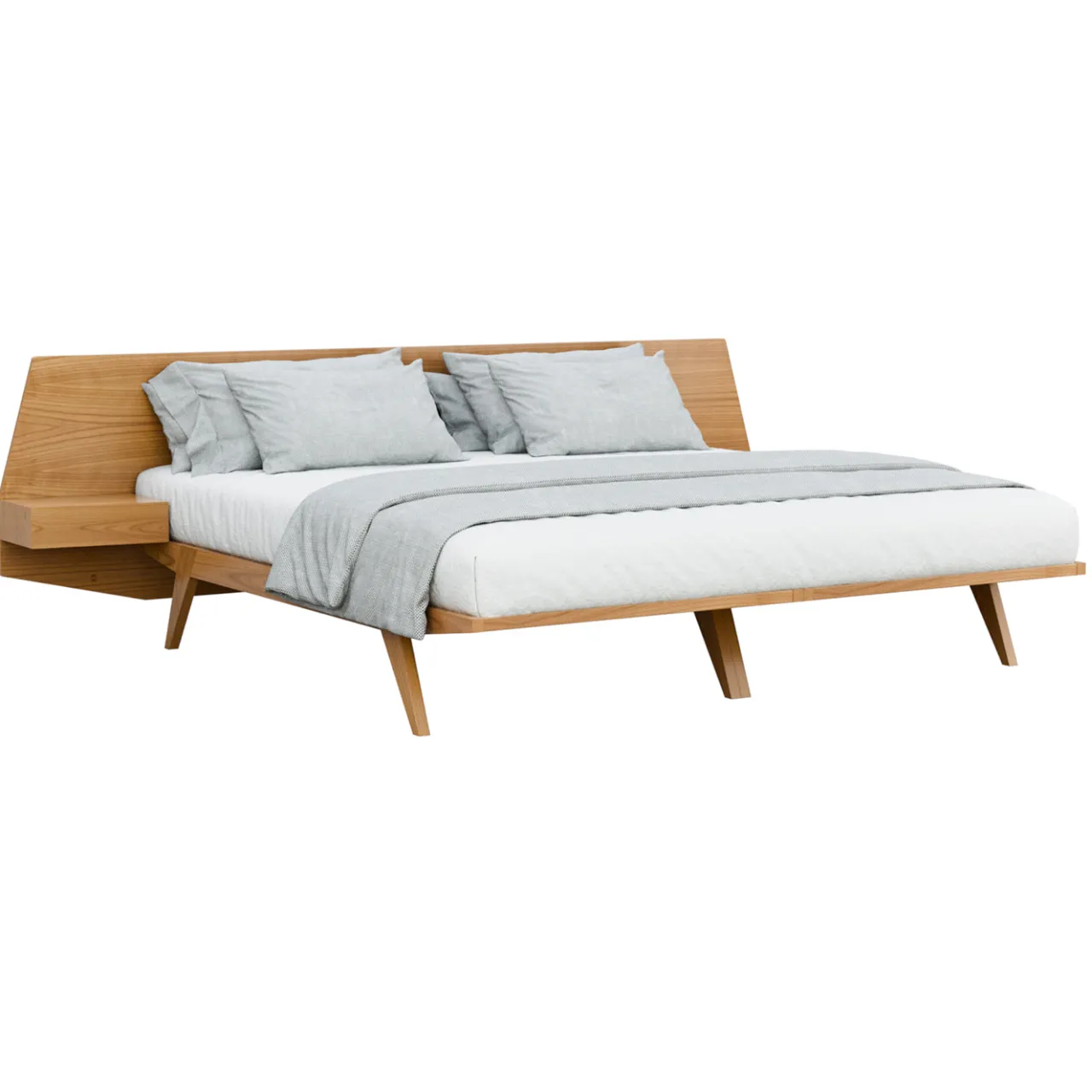 Morelato Beds<GIO' Solid Cherry Wood Bed with Built-in Nightstands