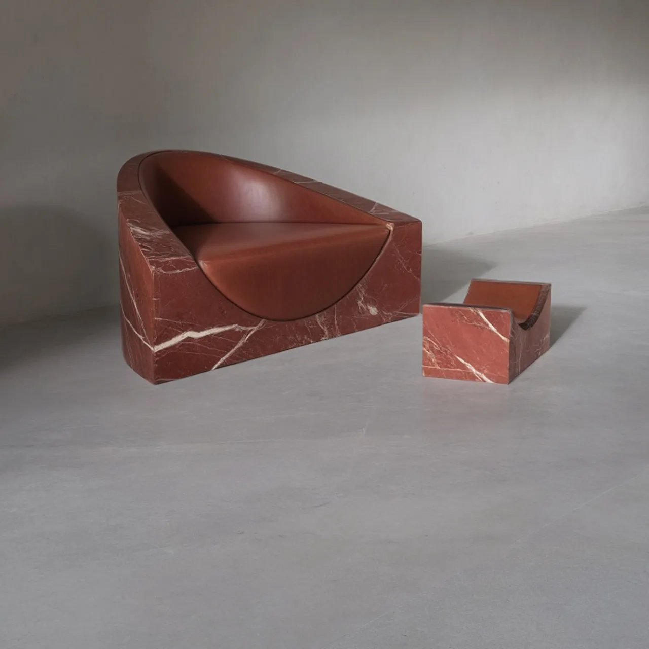 Carcino Design Outdoor Armchairs<Ægir Red Marble Armchair