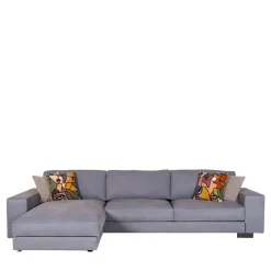 Mantellassi 1926 Sofas<Glam light blue leather sofa with chaise longue
