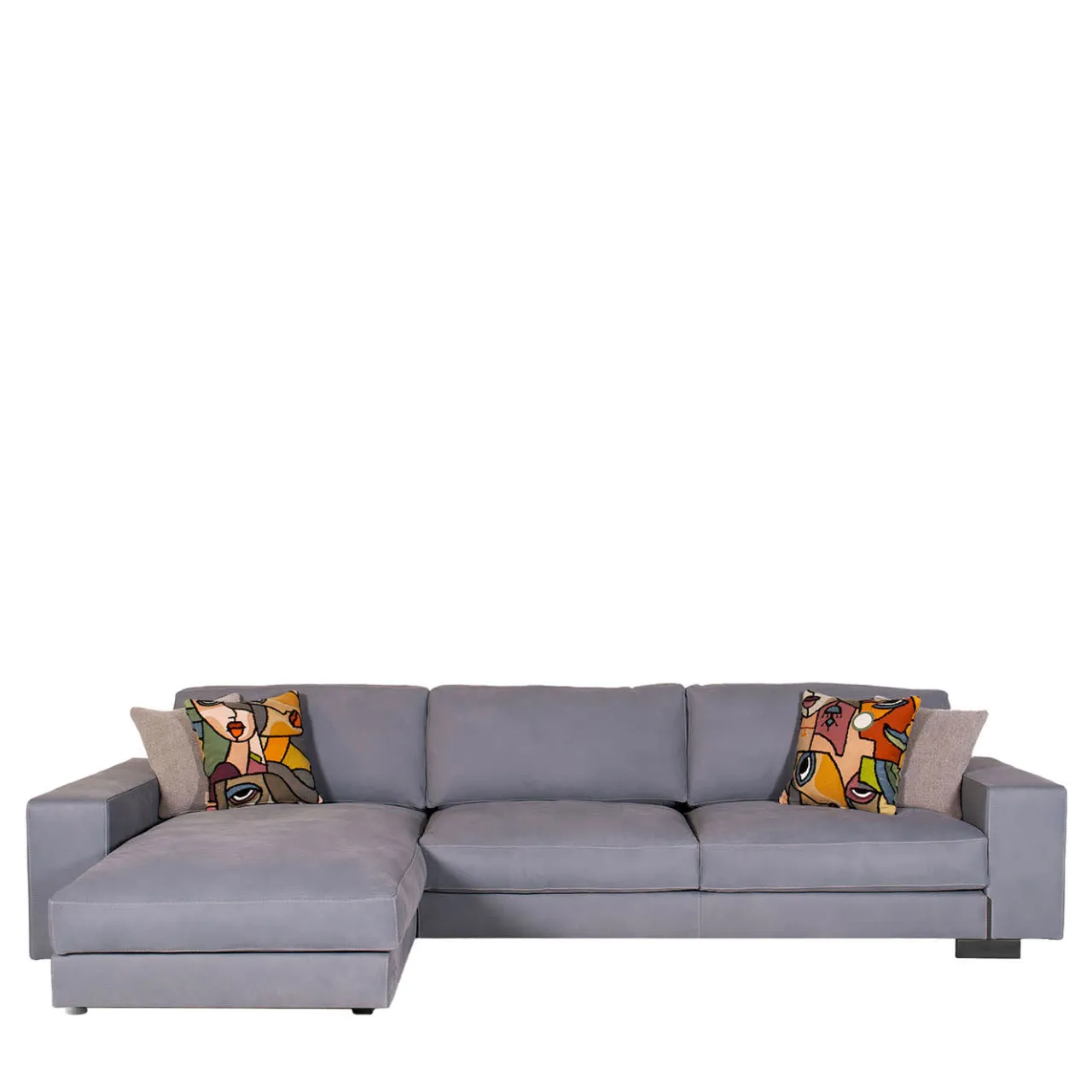 Mantellassi 1926 Sofas<Glam light blue leather sofa with chaise longue