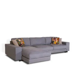 Mantellassi 1926 Sofas<Glam light blue leather sofa with chaise longue