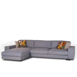 Mantellassi 1926 Sofas<Glam light blue leather sofa with chaise longue