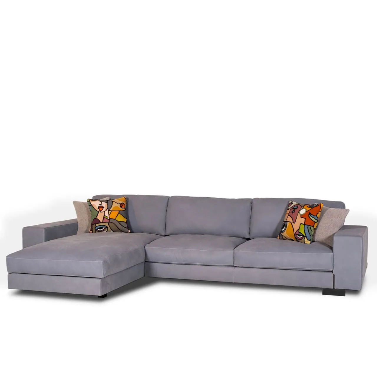 Mantellassi 1926 Sofas<Glam light blue leather sofa with chaise longue