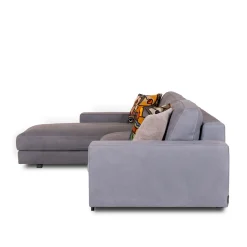 Mantellassi 1926 Sofas<Glam light blue leather sofa with chaise longue