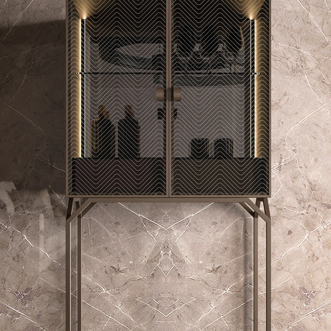 CPRN Homood Bar Cabinets<Glass Bar Cabinet