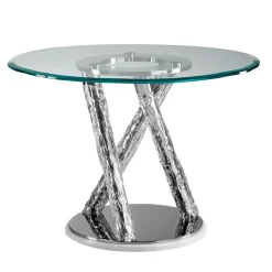 Ros Italia Interiors Dining Tables<Glass Table With Circular Glass Top and Twisted Legs