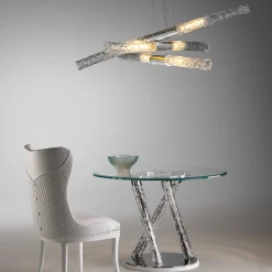 Ros Italia Interiors Dining Tables<Glass Table With Circular Glass Top and Twisted Legs