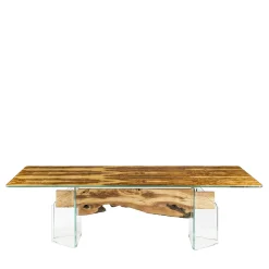 VGnewtrend Dining Tables<Glass&Wood Portofino Rectangular Table in Olive Wood