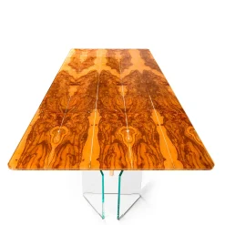 VGnewtrend Dining Tables<Glass&Wood Portofino Rectangular Table in Olive Wood