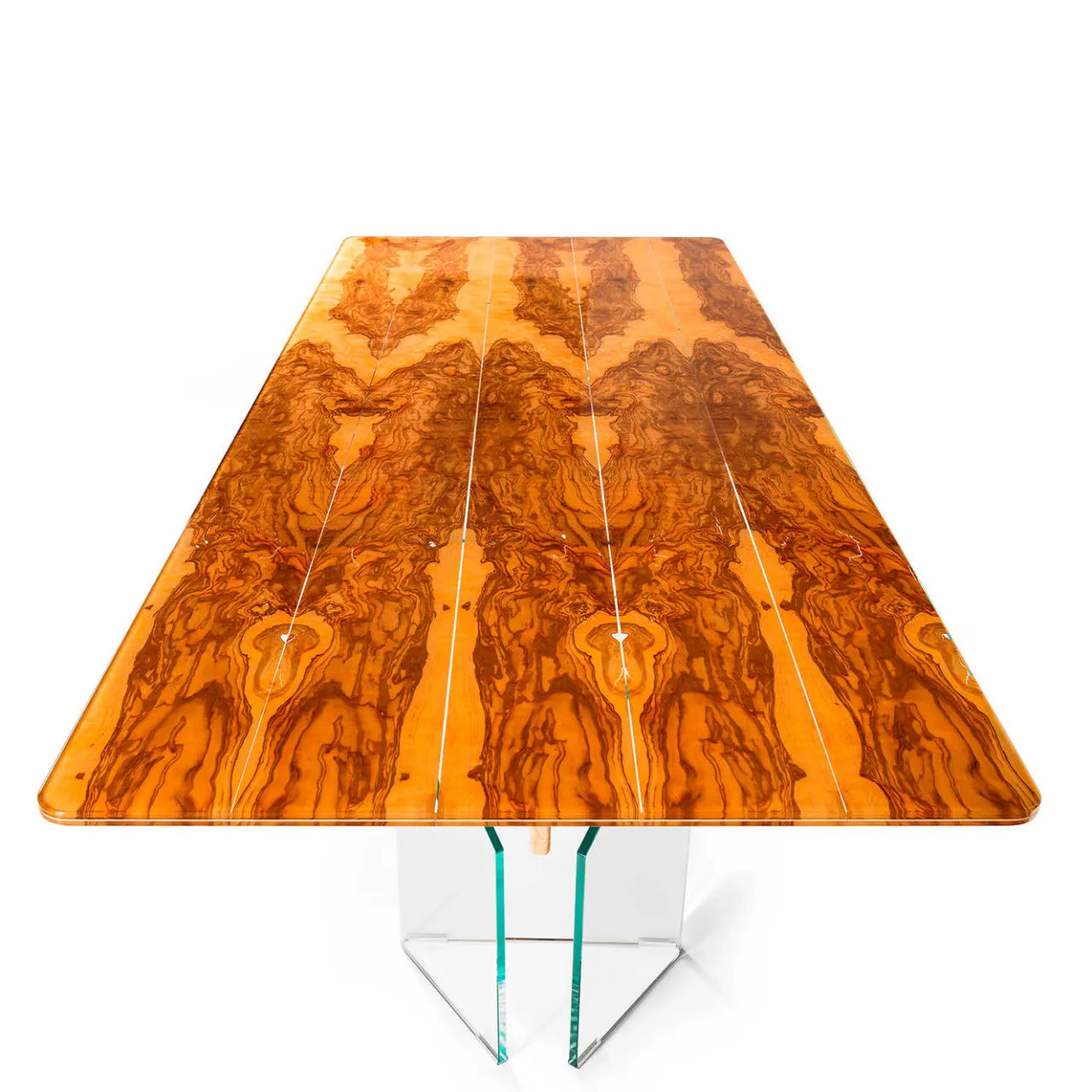 VGnewtrend Dining Tables<Glass&Wood Portofino Rectangular Table in Olive Wood
