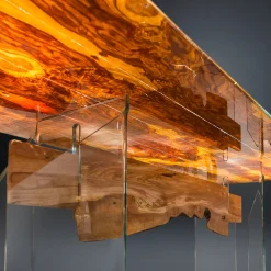 VGnewtrend Dining Tables<Glass&Wood Portofino Rectangular Table in Olive Wood