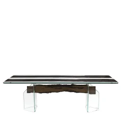 VGnewtrend Dining Tables<Glass&Wood Venezia Table in Black Oak