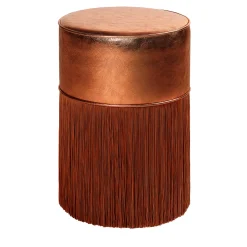 Lorenza Bozzoli Couture Ottomans & Poufs<Gleaming Copper Metallic Leather Pouf by Lorenza Bozzoli