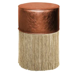 Lorenza Bozzoli Couture Ottomans & Poufs<Gleaming Couture Copper Leather Gold Pouf by Lorenza Bozzoli