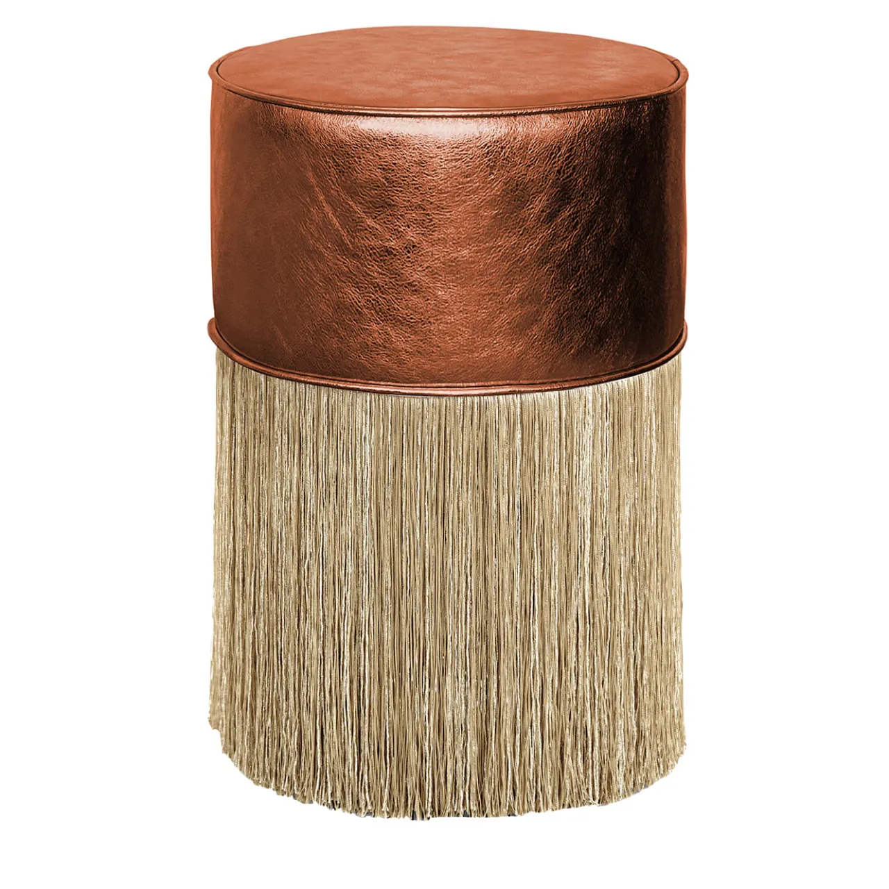 Lorenza Bozzoli Couture Ottomans & Poufs<Gleaming Couture Copper Leather Gold Pouf by Lorenza Bozzoli