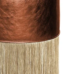 Lorenza Bozzoli Couture Ottomans & Poufs<Gleaming Couture Copper Leather Gold Pouf by Lorenza Bozzoli
