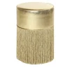 Lorenza Bozzoli Couture Ottomans & Poufs<Gleaming Gold Metallic Leather Pouf by Lorenza Bozzoli