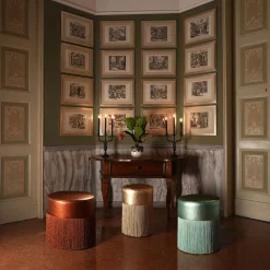 Lorenza Bozzoli Couture Ottomans & Poufs<Gleaming Gold Metallic Leather Pouf by Lorenza Bozzoli