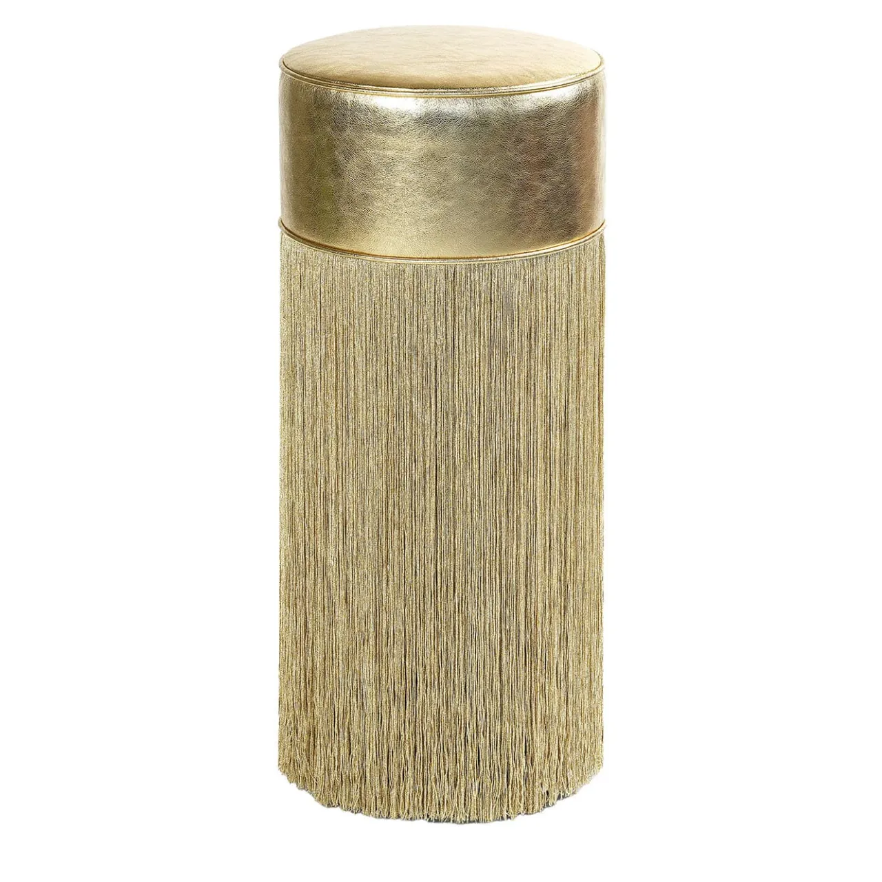 Lorenza Bozzoli Couture Bar Stools<Gleaming Gold Metallic Leather Bar Stool By Lorenza Bozzoli