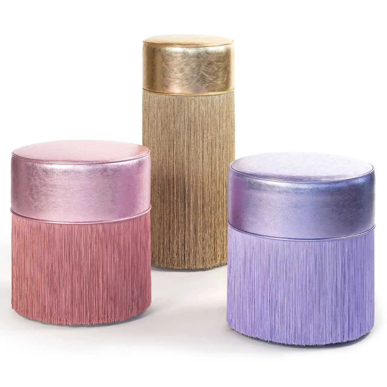 Lorenza Bozzoli Couture Bar Stools<Gleaming Gold Metallic Leather Bar Stool By Lorenza Bozzoli