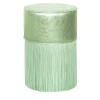Lorenza Bozzoli Couture Ottomans & Poufs<Gleaming Light Green Metallic Leather Pouf by Lorenza Bozzoli