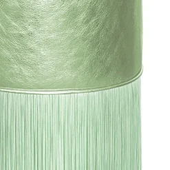 Lorenza Bozzoli Couture Ottomans & Poufs<Gleaming Light Green Metallic Leather Pouf by Lorenza Bozzoli